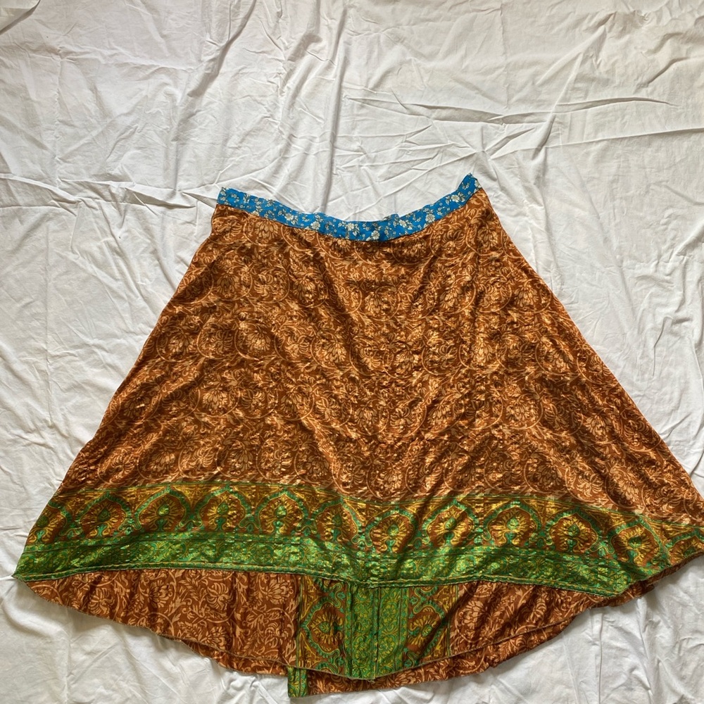 Floral Blue Wrap Skirt - Picture 2 of 2